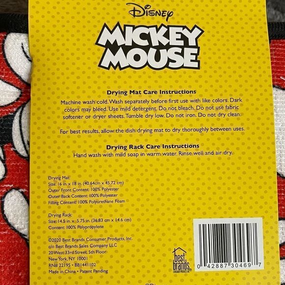 Disney Mickey Mouse dish drying mat with rack NWT - Picture 3 of 5